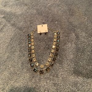 Loft rhinestone necklace with matching earrings
